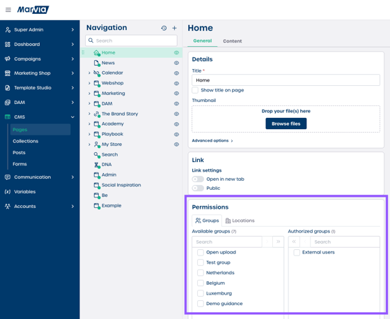 Permission on a page level