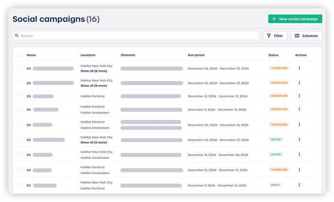 social campaigns overview Marvia